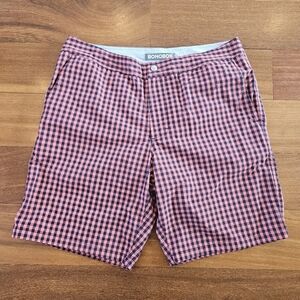 Bonobos Swim Shorts Pink & Navy Blue Gingham Checked Lined Men's Sz 32x9